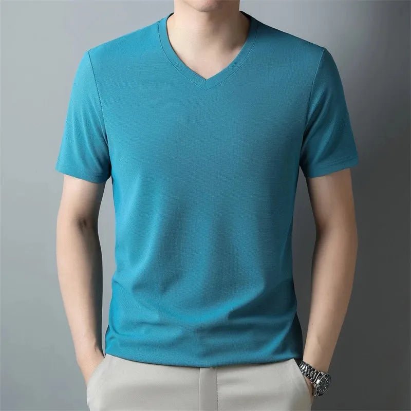V Neck Short Sleeved T-shirt Summer Comfortable Top - Everclothed™
