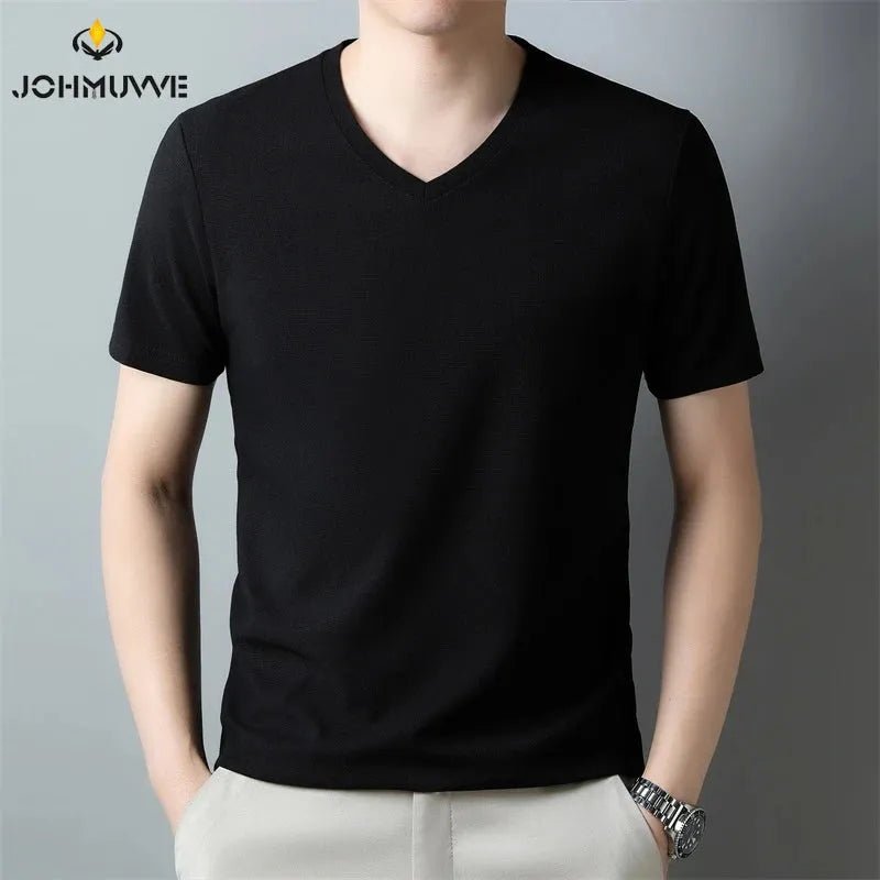 V Neck Short Sleeved T-shirt Summer Comfortable Top.
