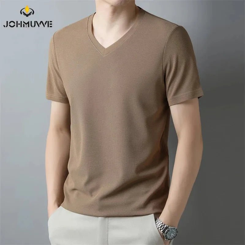 V Neck Short Sleeved T-shirt Summer Comfortable Top.