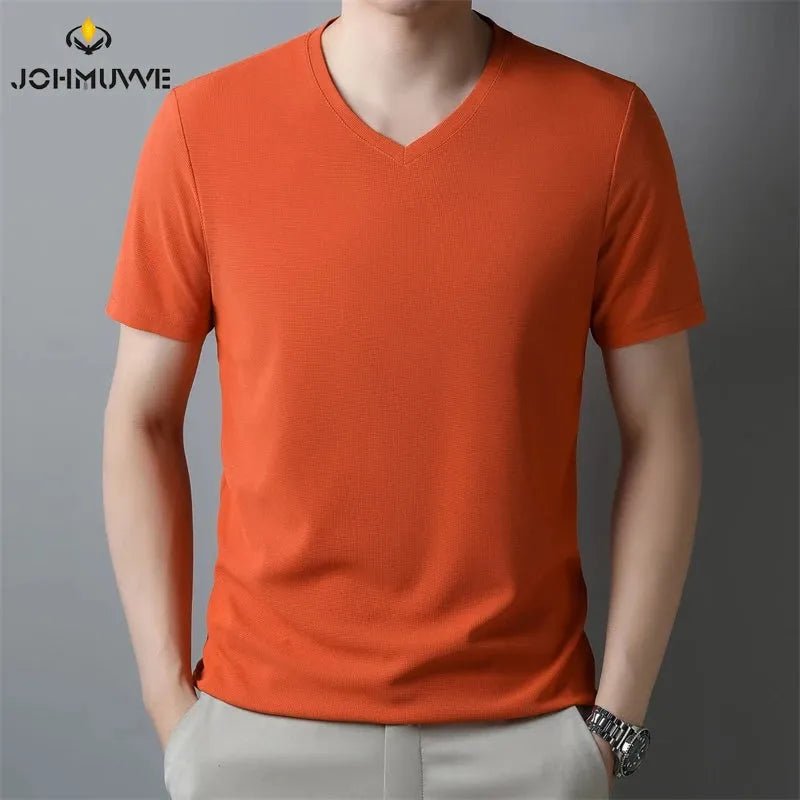 V Neck Short Sleeved T-shirt Summer Comfortable Top.