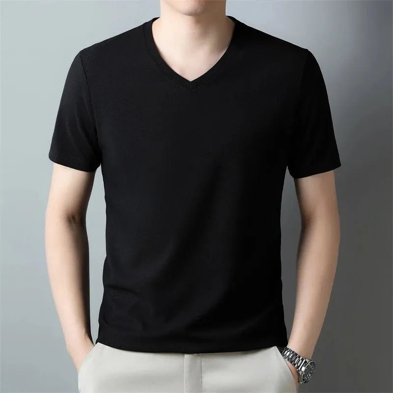 V Neck Short Sleeved T-shirt Summer Comfortable Top.