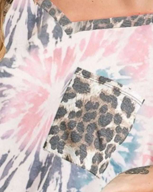 V-Neck Tie-Dye Shirt with Pocket.