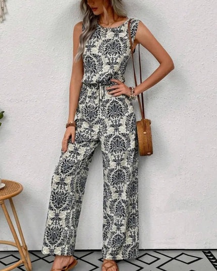 Waist Cinching Print Pants & Top Set.