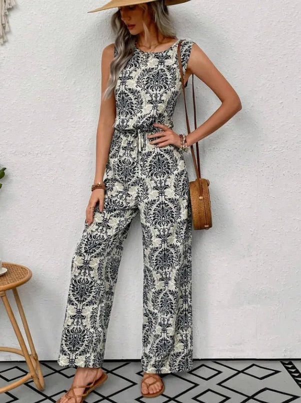 Waist Cinching Print Pants & Top Set.
