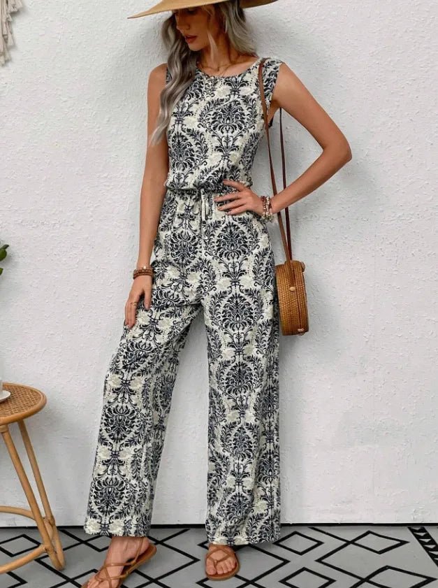 Waist Cinching Print Pants & Top Set.