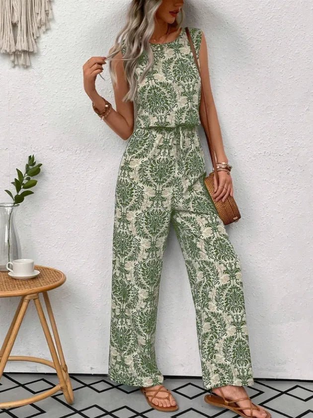 Waist Cinching Print Pants & Top Set.