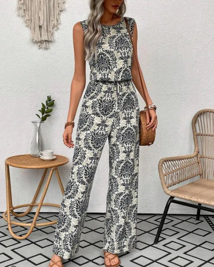 Waist Cinching Print Pants & Top Set.