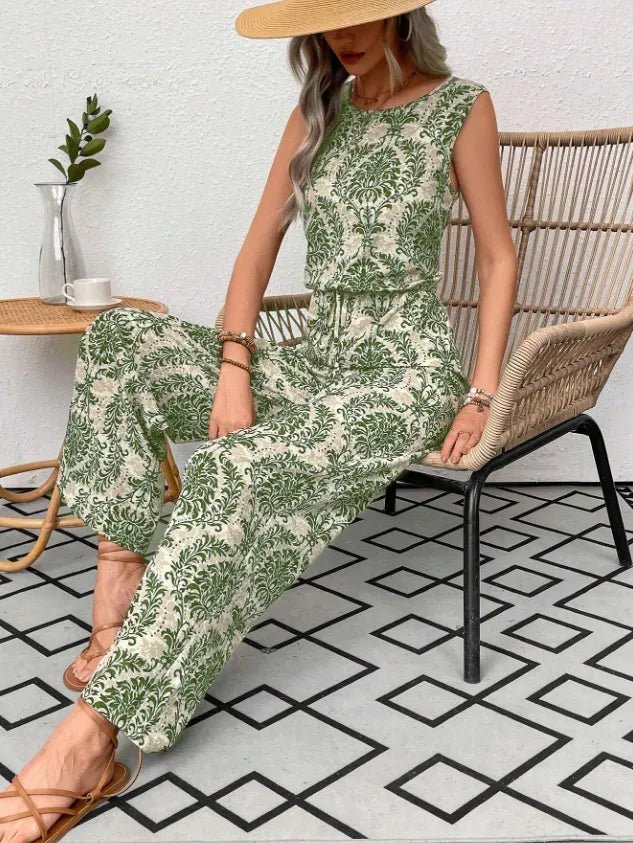 Waist Cinching Print Pants & Top Set.