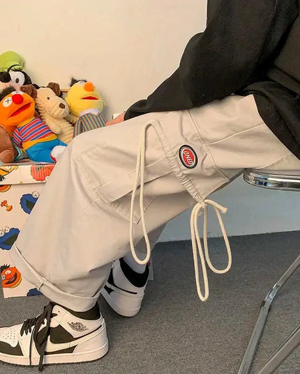 Wide leg Cotton Cargo Pants.