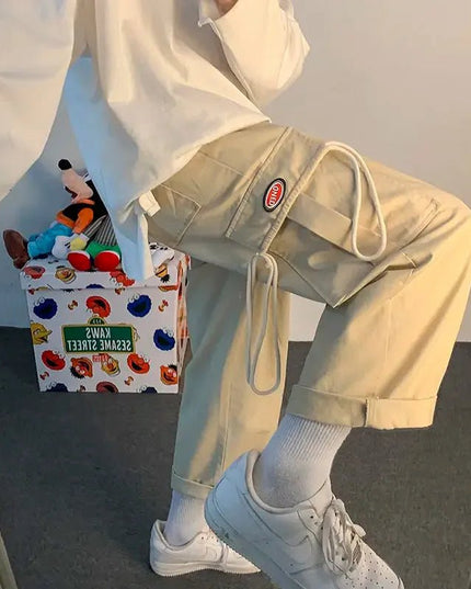 Wide leg Cotton Cargo Pants.