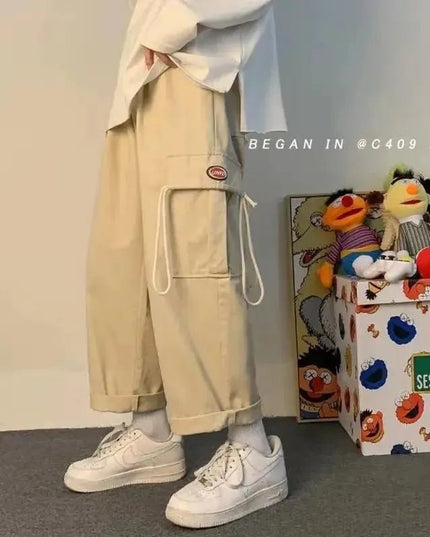 Wide leg Cotton Cargo Pants.