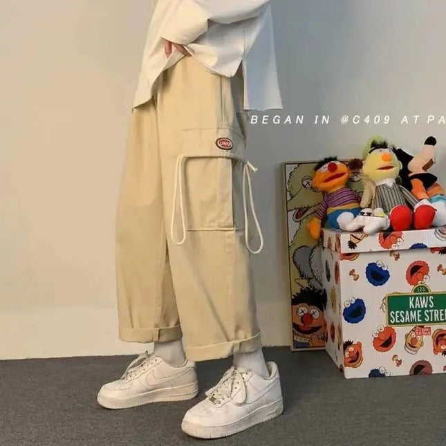 Wide leg Cotton Cargo Pants.