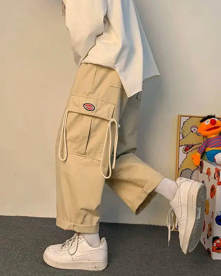 Wide leg Cotton Cargo Pants.