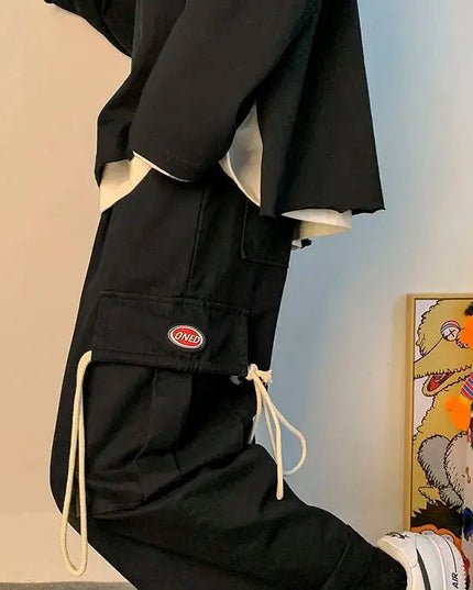 Wide leg Cotton Cargo Pants.