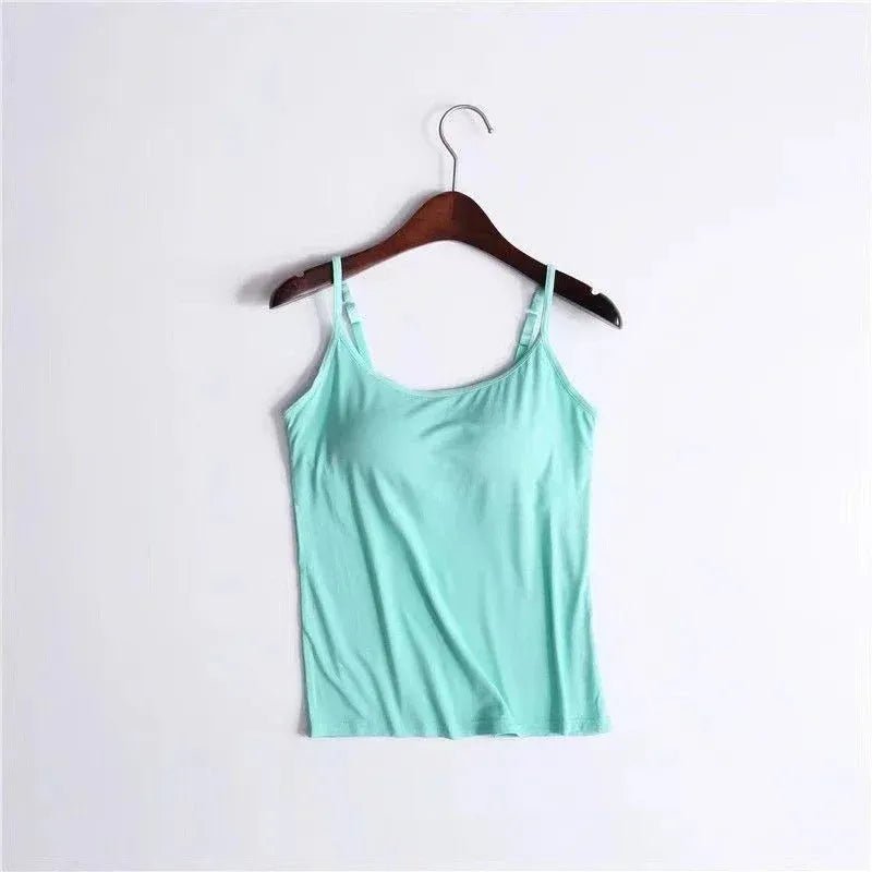 Women's Spaghetti Strap Camisole Top with Built in Padded Bra.