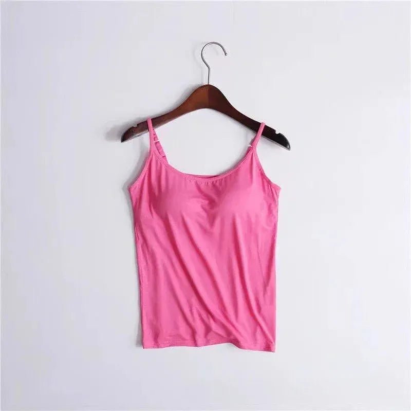 Women's Spaghetti Strap Camisole Top with Built in Padded Bra.