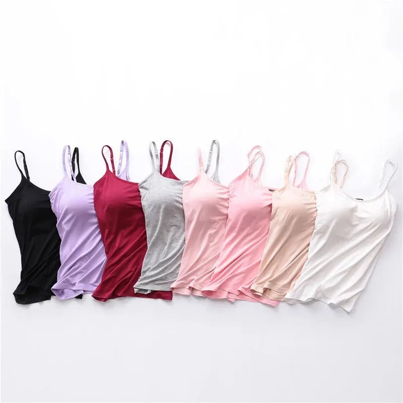 Women's Spaghetti Strap Camisole Top with Built in Padded Bra.