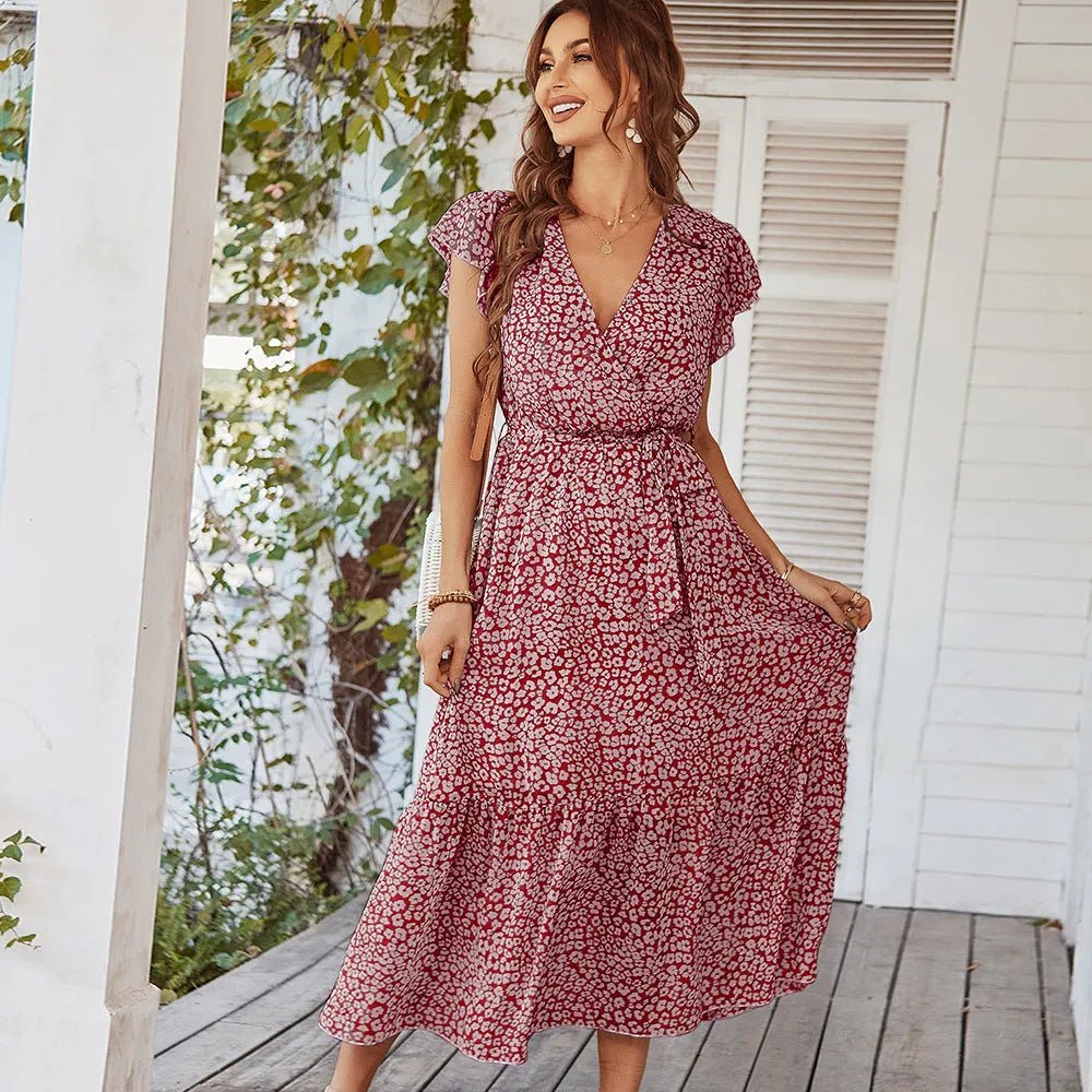 Wrap Dress with Floral Flair & Flowy Split.