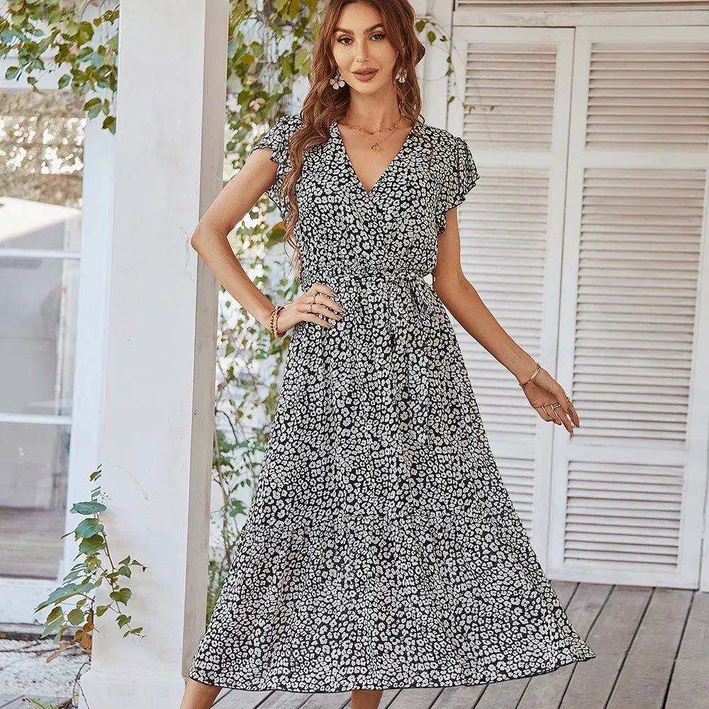 Wrap Dress with Floral Flair & Flowy Split.